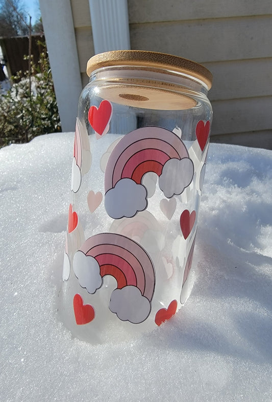 Heartly Rainbow Glass Tumbler