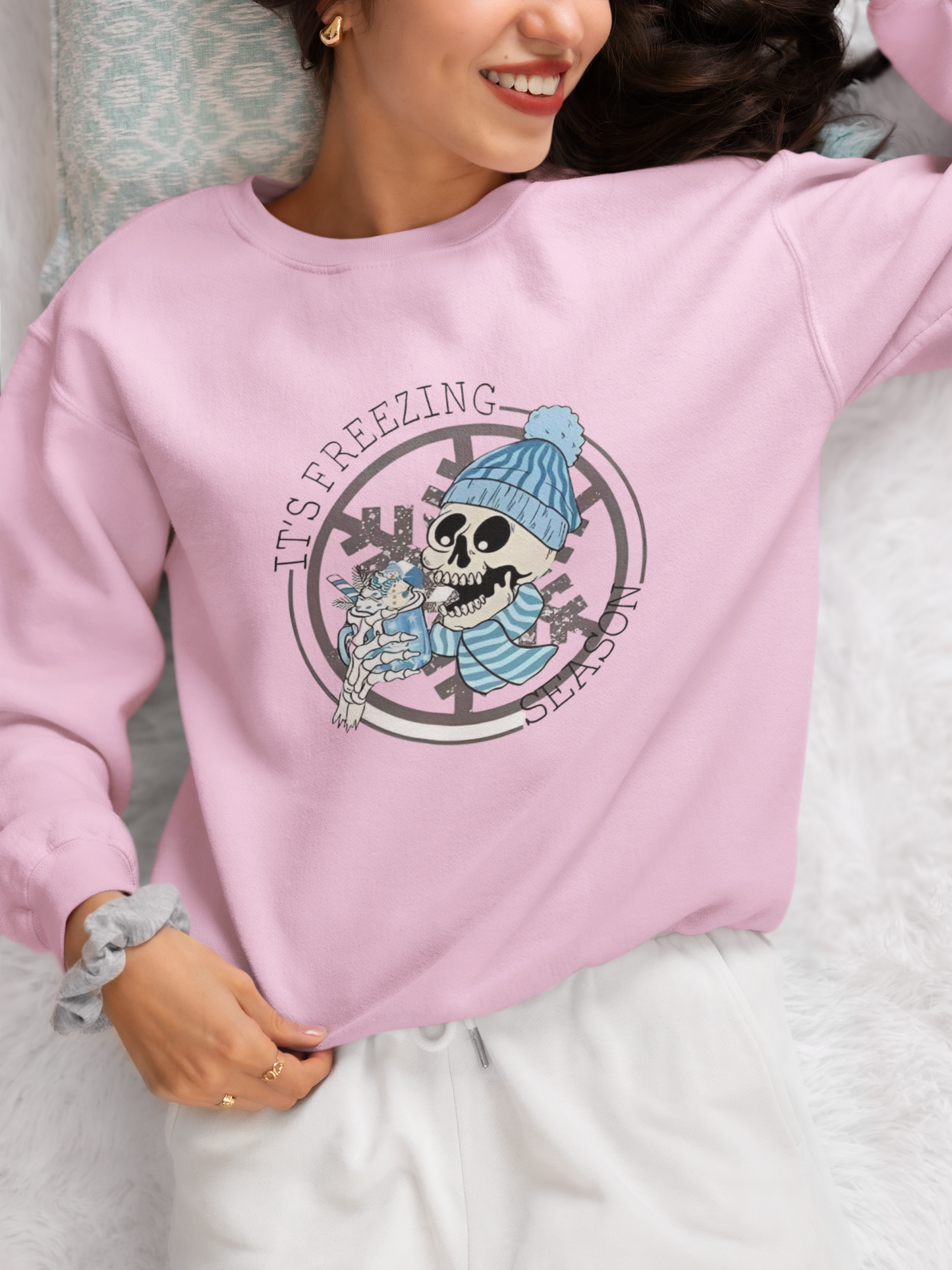 It's Freezing Season-Light Blue Sweatshirt